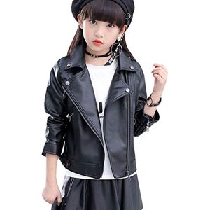 SXSHUN Veste en Simili Cuir Fille Enfant Blouson Printemps Automne Manteau Courte Demi Saison Coupe-Vent Zippée Blazar Jacket, Noir, 9-10 Ans(Hauteur recommandée: 140cm) - Publicité