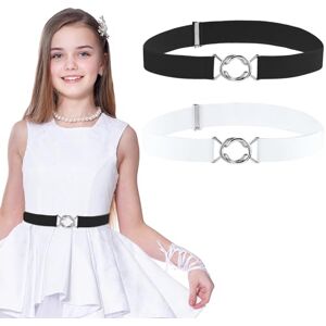 Amaxiu 2 Pièces Ceinture Élastique pour Enfants Filles Garçons, Ceinture Extensible Ajustable Invisible avec Boucle Plate, Ceinture étroite pour Jeans Pantalons Robes(Noir + Blanc) - Publicité