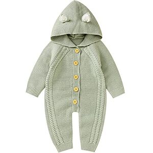 Yumech Bébé À Capuchon Tricoté Barboteuses Mignon Oreilles Conception Habineige Salopette Combinaisons Pull Body avec Poches Infantile Body Tenues Vêtements pour Garçons Filles - Publicité