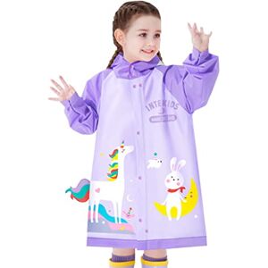 Hovkib Enfants Imperméables Filles Garçons Poncho à Capuche Léger Veste de Pluie Bébé Zip Imperméable Mignon 3D Dessin Animé Vêtements de Pluie, M/3-4 Ans - Publicité