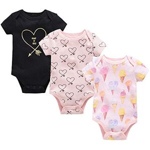 ACARYI Bébé Barboteuse 3 Pcs/set Été À Manches Courtes Vêtements Coton Licorne Nouveau-Né Bébé Filles Vêtements (D,6-9M) - Publicité