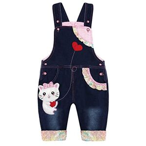 KIDSCOOL SPACE Bébé Fille Salopette,Combinaison En Denim De Chat De Dessin Animé 3D Mignon Pour Tout-Petit,Bleu,2-3 Ans - Publicité