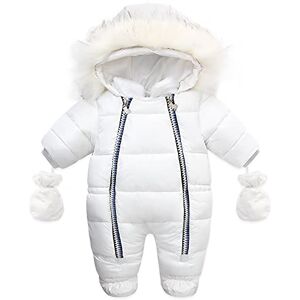 Happy Cherry Garçon Fille Grenouillères Hiver Chaud Barboteuses avec Gants Bébé Épaissie Manteau à Capuche Footies Ensemble De Dêtements Enfant PU Salopette Pyjamas 18-24 Mois - Publicité