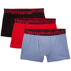 Athena Lot de 3 Boxers, Multicolore (Gris Rouge Noir), FR: 12 (Taille Fabricant: 10/12 Ans) Garçon - Publicité