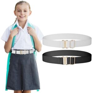 Amaxiu 2 Pièces Ceinture Élastique pour Filles, et Garçons, Garçons Filles Ceinture Extensible Boucle Plate Ceinture Ajustable pour Jeans Pantalons Jupes - Publicité