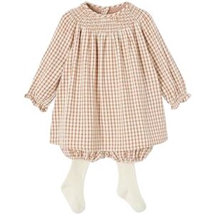 VERTBAUDET Ensemble 3 pièces bébé robe, bloomer et collants noix de pécan 3M(60CM) - Publicité