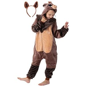 corimori Gus le sanglier drôle d'onésie animale, combinaison, amusant, combinaison amusante, pour enfant, costume de carnaval, marron/beige, taille 90-110 cm - Publicité