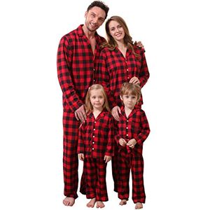 Amissz Pyjama de Noël Famille, Vêtements de Nuit Costume Coton à Manches Longues Chemises + Pantalons Longs Sweat pour Rouge Femmes, M - Publicité