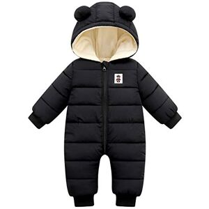 FEOYA Snowsuit Bébé Manteau Neige Garçon Combinaison de Neige Bébé Vêtement de Ski Hiver Combinaison Pilote Barboteuse à Capuche 9-18 Mois Noir - Publicité