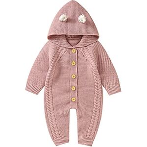 Yumech Bébé À Capuchon Tricoté Barboteuses Mignon Oreilles Conception Habineige Salopette Combinaisons Pull Body avec Poches Infantile Body Tenues Vêtements pour Garçons Filles - Publicité