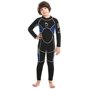 Combinaison pour Enfants ZCCO, Maillot de Bain Thermique en néoprène de 2,5 mm, Maillot de Bain pour Jeunes garçons et Filles Costume Chauffant à Manches Longues (Bleu, L) - Publicité