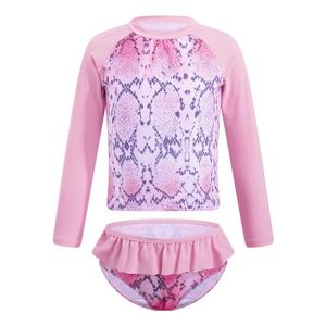 TiaoBug Enfant Fille Ensembles Bikini Sirène Maillot de Bain 2 Pièces Tankini Haut à Manche Longue Anti-UV Et Short de Bain Ensemble Natation Plage 3-16 Ans Serpentine Rose 3-4 Ans - Publicité