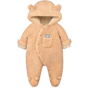 Vine Combinaison de Neige d'Hiver pour Bébé Rompers, Garçon et Fille Combinaison une Pièce avec Capuche, Ensemble de Vêtements d'Extérieur pour les Tout-Petits, Marron 0-3 Mois - Publicité