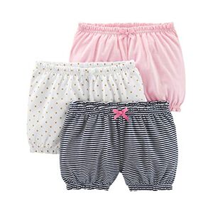 Simple Joys by Carter's 3-Pack Bloomer Infant-and-Toddler-Shorts, Blanc Points/Bleu Marine Rayures/Rose Clair, 0-3 Mois (Lot de 3) Bébé Fille - Publicité