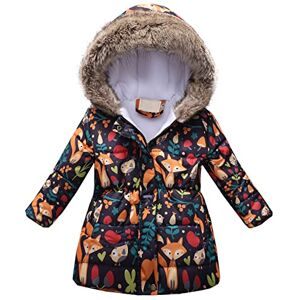 Henagehde Filles Manteau D'hiver Enfants Chaud Fourrure À Capuche imprimé/Solid Blouson éPais Fermetures éclair Manches Longue Manteau Migonne Mode Veste pour Âge 2-13 Ans - Publicité