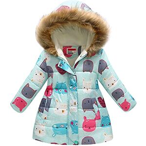 Henagehde Filles Manteau D'hiver Enfants Chaud Fourrure À Capuche imprimé/Solid Blouson éPais Fermetures éclair Manches Longue Manteau Migonne Mode Veste pour Âge 2-13 Ans - Publicité