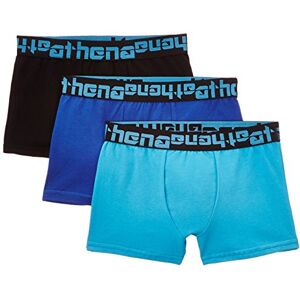 Athena Lot de 3 Boxers, Multicolore (Noir/Turquoise/Bleu), FR: 12 (Taille Fabricant: 10/12 Ans) Garçon - Publicité