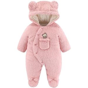 JiAmy Bébé Garçons Filles Combinaisons De Neige À Capuche Barboteuse Hiver Neige Costume Flanelle Tenues Enfant En Bas Âge Ours Landau Rose 6-9 Mois - Publicité