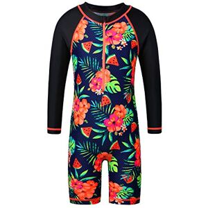 ZNYUNE Enfant Combinaison de Natation Manches Longues Rashguards de Wakeboard Fille Maillot de Bain 1 Pièce UPF50+ Anti-UV Protection Solaire S337 BlackFlower 152/158 - Publicité