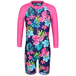 ZNYUNE Enfant Combinaison de Natation Manches Courtes Rashguards de Wakeboard Fille Maillot de Bain 1 Pièce UPF50+ Anti-UV Protection Solaire S337 NavyFlower 92/98 - Publicité