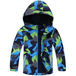 YoungSoul Manteaux Imperméables Garçon Blouson Coupe Vent Veste de Pluie Légère Imprimée à Capuche Vert Foncé Étiquette XXL - Publicité