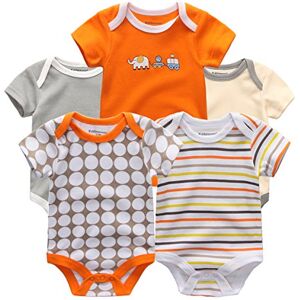 Kiddiezoom Kiddezoom bébé enfants nouveau-né bébé fille/garçon chiffons Infant Clothings Newbaby portant Barboteuse Combinaison body Coton Vêtements à manches courtes Barboteuse Motif Integral Pieds Grenouillère Lot de 5 pcs orange Orange and Multicoloure - Publicité