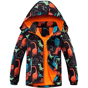 Fewlby Manteaux Imperméables Garçon, Blouson Imperméable pour Enfants Veste de Pluie à Capuche Coupe Vent Veste de Pluie Légère Imprimée Printemps Automne, 5-6 Ans - Publicité