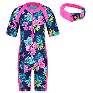 ZNYUNE Enfant Combinaison de Natation Manches Courtes Rashguards de Wakeboard Fille Maillot de Bain 1 Pièce UPF50+ Anti-UV Protection Solaire 419 Marine Manches Courtes 10A - Publicité