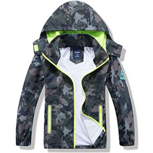 HZXVic Imperméable pour enfants, garçon veste couleur camouflage, veste softshell légère pour enfants avec capuche, 3-4 ans. Publicité