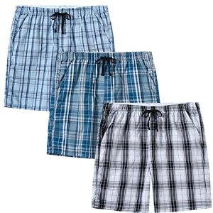 MoFiz Garçon Bas de Pyjama Coton Shorts de Salon à Carreaux Léger Vêtements de Nuit Pantalons Courts avec Poches 3 Pack-06 M (10-12 Ans) - Publicité