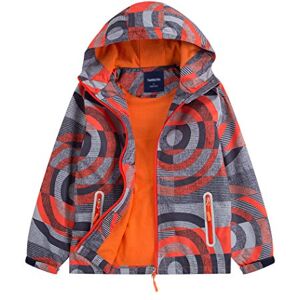 YoungSoul Manteaux Imperméables Garçon Blouson Coupe Vent Veste de Pluie Légère Imprimée à Capuche Orange Étiquette M - Publicité