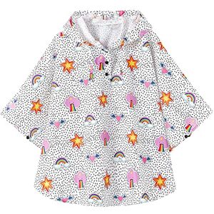 QIKADO Cape de Pluie fille Poncho Anti-pluie Baby avec Capuche et Boutons Garçons Filles Veste de Pluie Réutilisable Poncho Étoiles et arcs-en-ciel/S - Publicité