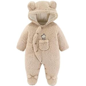 JiAmy Bébé Garçons Filles Combinaisons De Neige À Capuche Barboteuse Hiver Neige Costume Flanelle Tenues Enfant En Bas Âge Ours Landau Blanc 9-12 Mois - Publicité