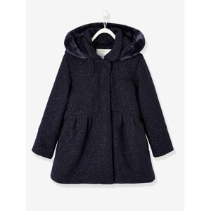 Vertbaudet Manteau à capuche en drap de laine fille marine grisé BLEU 12A Fille - Publicité