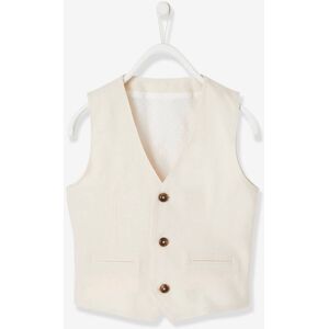 Vertbaudet Veste sans manches de cérémonie garçon en coton/ lin beige clair BLANC 14A Garçon - Publicité