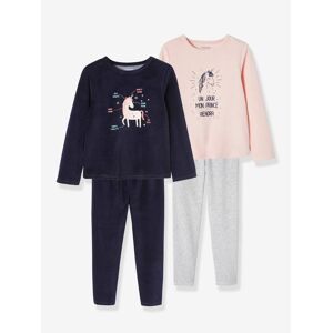 Vertbaudet Lot de 2 pyjamas en velours fille licorne BASICS rose ROSE 14A Fille - Publicité