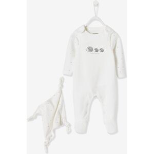 Vertbaudet Ensemble naissance combinaison + body + doudou en coton bio ivoire BLANC PREMA(45CM) - Publicité