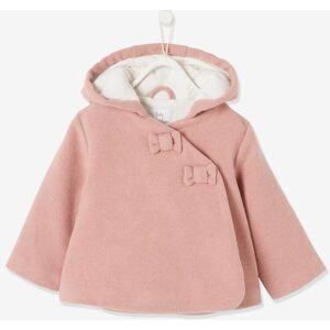 Vertbaudet Manteau à capuche bébé fille lainage doublé et ouatiné vieux rose ROSE 3M(60CM) - Publicité