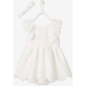 Vertbaudet Ensemble de cérémonie bébé robe, bloomer et bandeau ivoire BLANC 12M(74CM) - Publicité