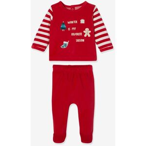 Vertbaudet Pyjama 2 pièces en velours bébé Noël rouge brique ROUGE NAISSANCE(50CM) - Publicité