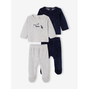 Vertbaudet Lot de 2 pyjamas en velours bébé garçon motifs planètes phosphorescents lot encre BLEU NAISSANCE(50CM) - Publicité