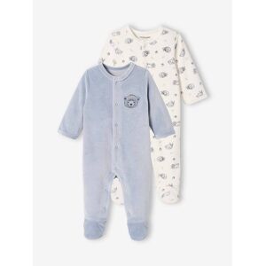 Vertbaudet Lot de 2 dors-bien ours bébé garçon en velours lot bleu BLEU PREMA(45CM) - Publicité