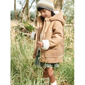Vertbaudet Manteau à capuche en drap de laine fille doublé sherpa chamois BLANC 10A Fille - Publicité