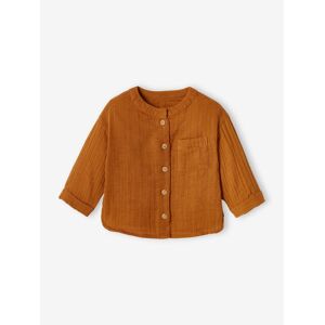 Vertbaudet Chemise col mao bébé en gaze de coton personnalisable caramel MARRON 36M(97CM) - Publicité