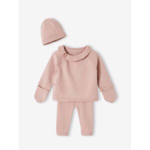 Vertbaudet Ensemble en tricot bébé cardigan + legging + bonnet mauve VIOLET 9M(71CM) - Publicité