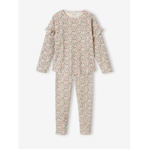 Vertbaudet Pyjama fille en maille côtelée imprimé fleuri écru BLANC 14A Fille - Publicité