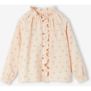 Vertbaudet Chemise à volants en gaze de coton fille personnalisable rose pâle ROSE 12A Fille - Publicité