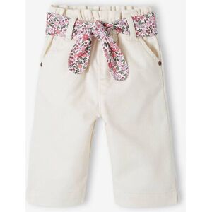 Vertbaudet Pantalon large bébé avec ceinture à nouer écru BLANC 9M(71CM) - Publicité