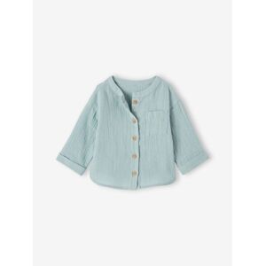 Vertbaudet Chemise col mao bébé en gaze de coton personnalisable bleu grisé BLEU 36M(97CM) - Publicité