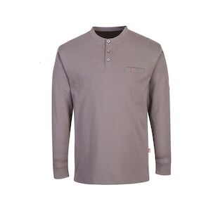 Portwest - Sweat-shirt manches longues anti-feu avec col boutonné Gris Taille LL